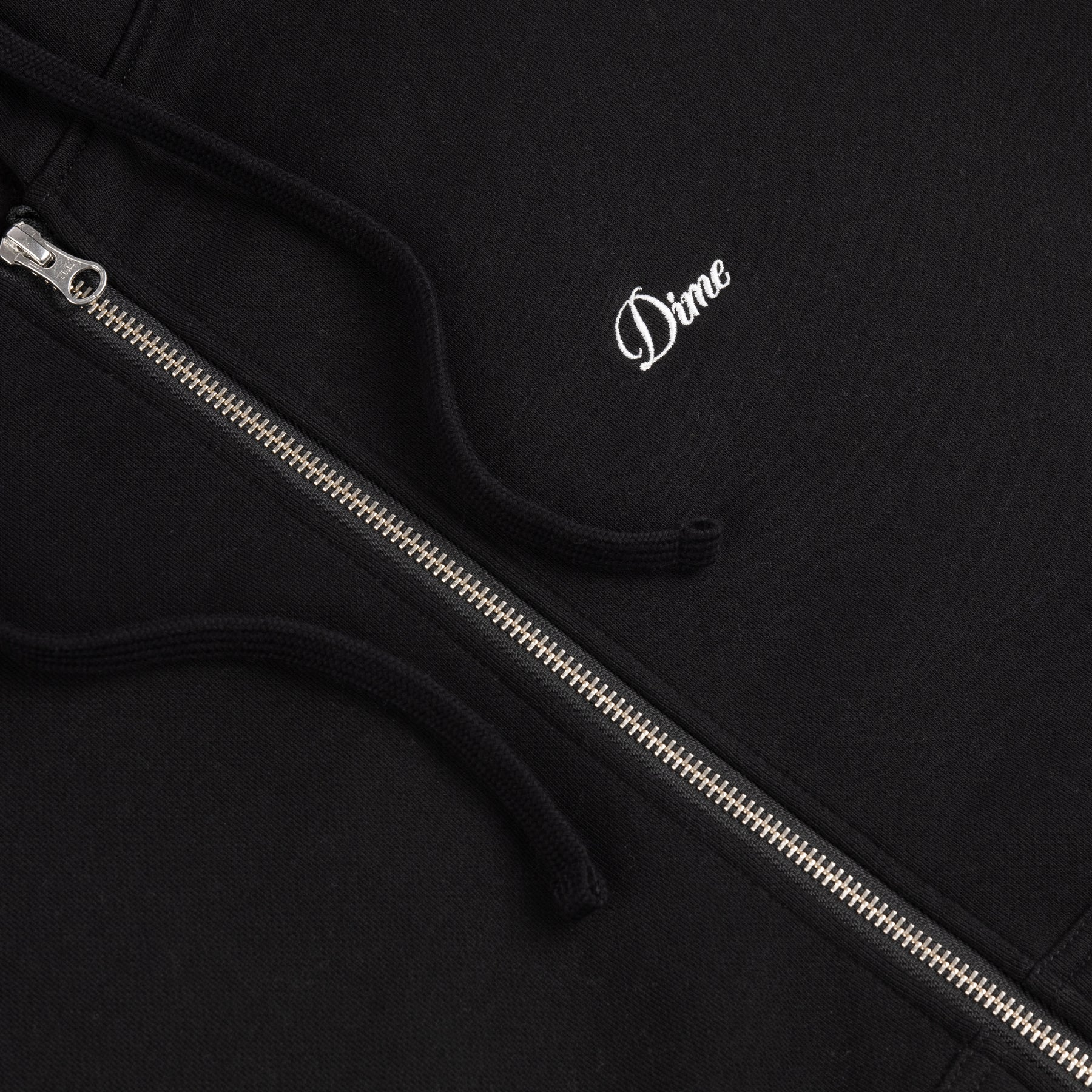 DIME CURSIVE SMALL LOGO ZIP HOODIE - BLACK/WHITE - Image 2