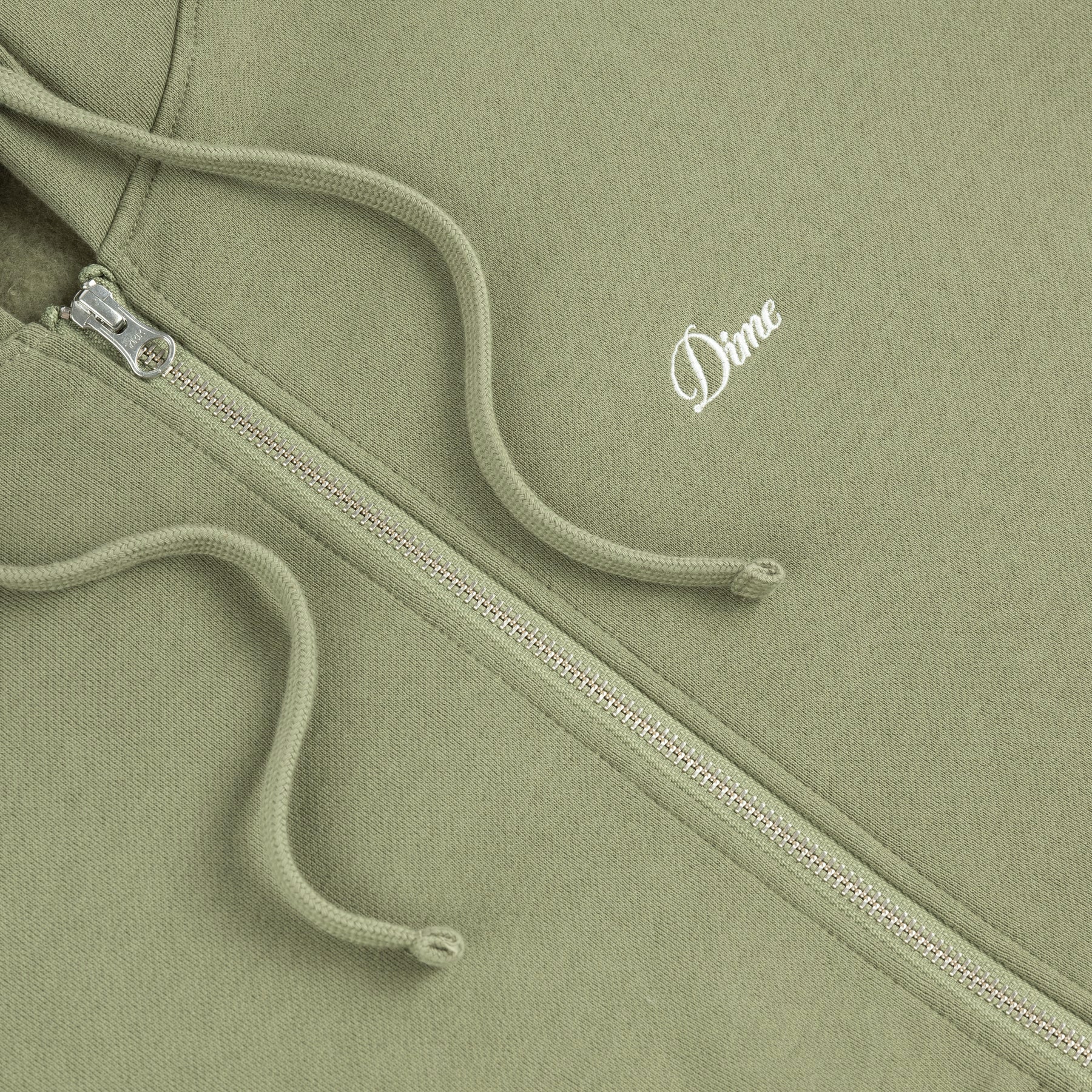 DIME CURSIVE SMALL LOGO ZIP HOODIE - ARMY GREEN - Image 2