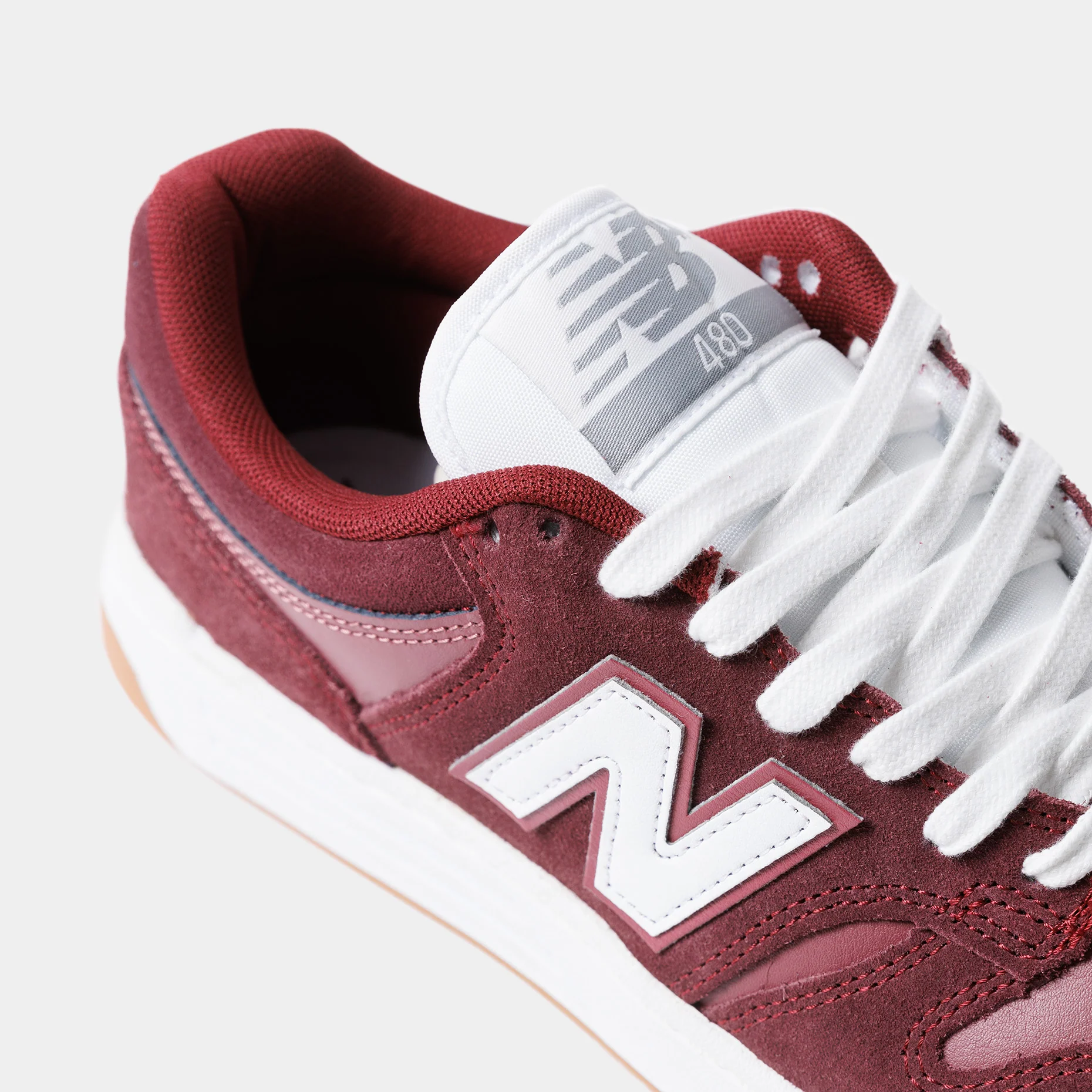 NEW BALANCE 480 - BURGUNDY/WHITE - Image 2
