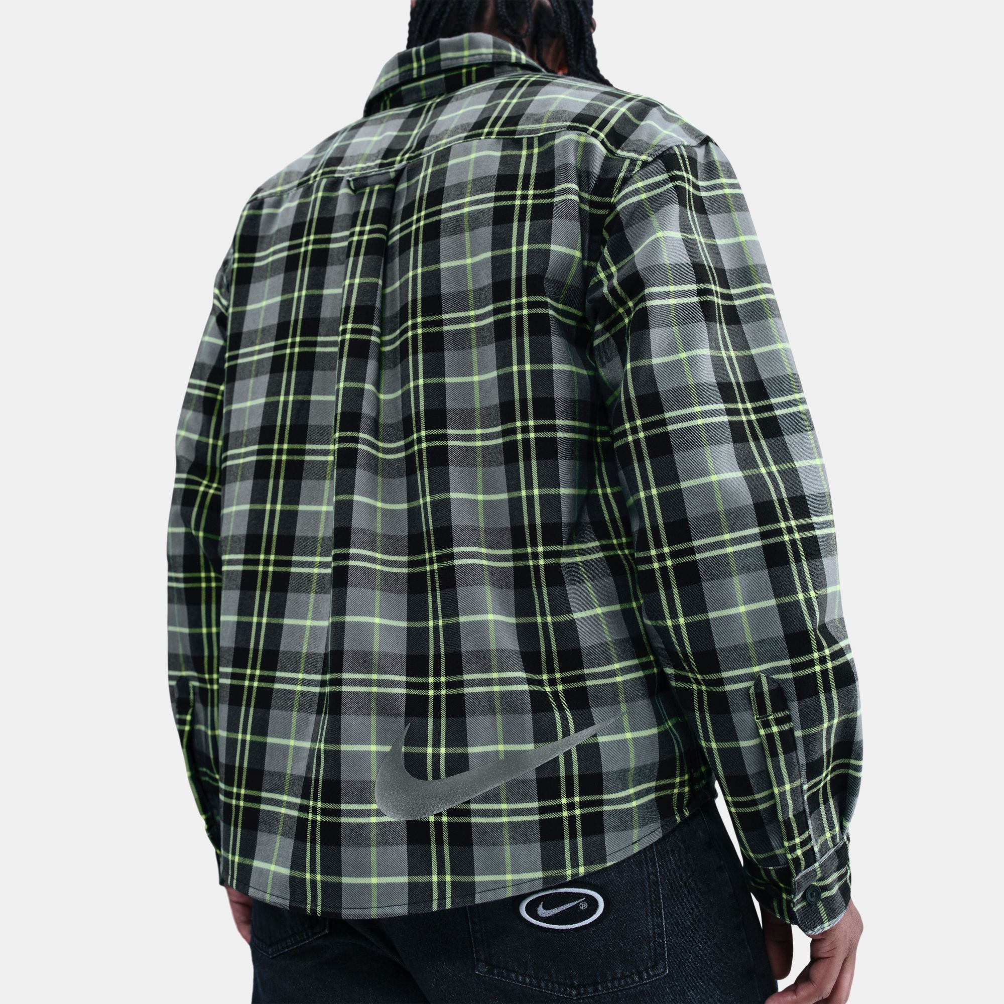 NIKE SB X KOSTON FLANNEL BUTTON UP - DARK SMOKE GREY/VOLT - Image 2