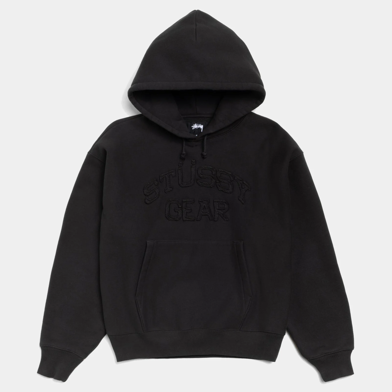 STUSSY GEAR APPLIQUE HOODIE - BLACK