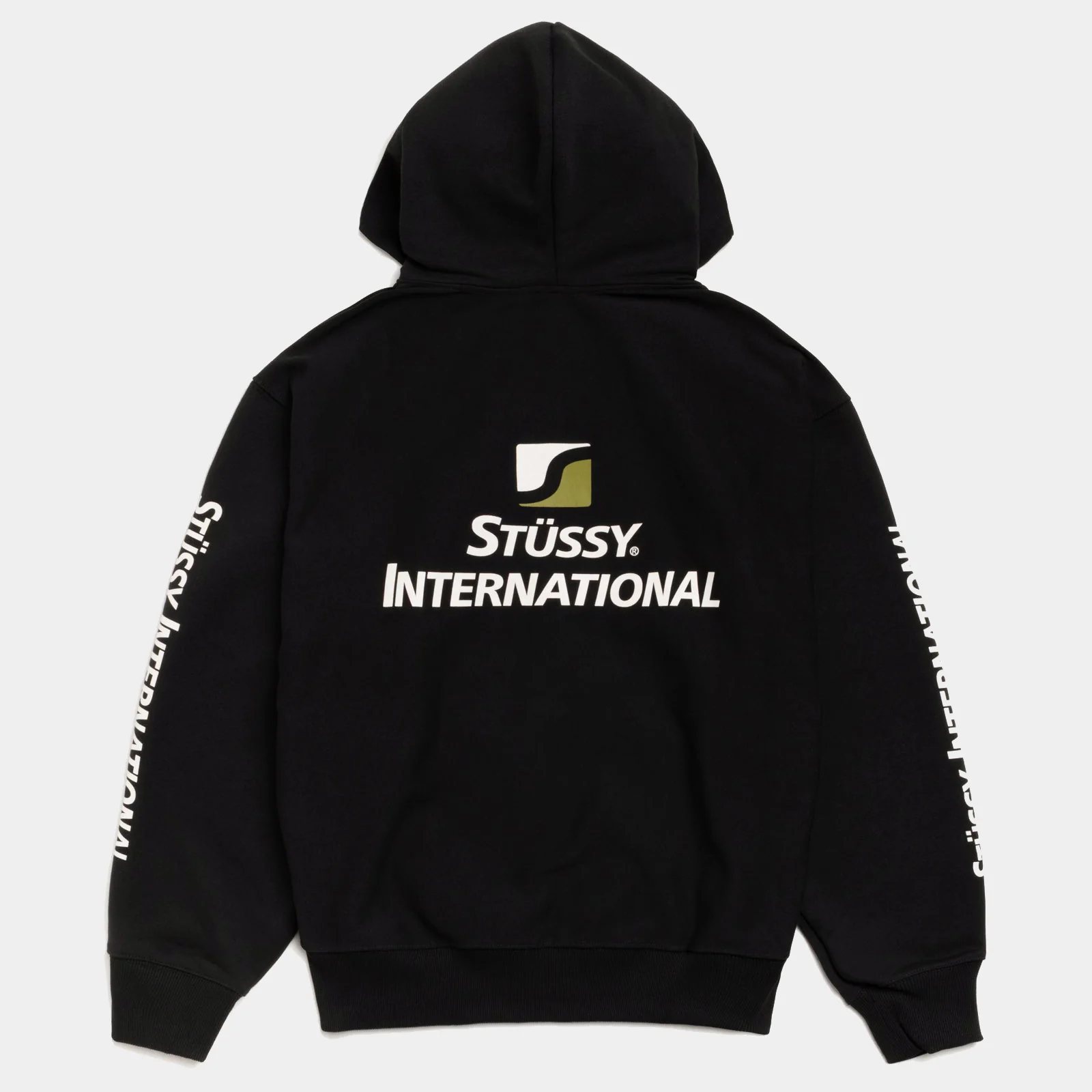 STUSSY INTERNATIONAL ZIP HOODIE - BLACK - Image 2